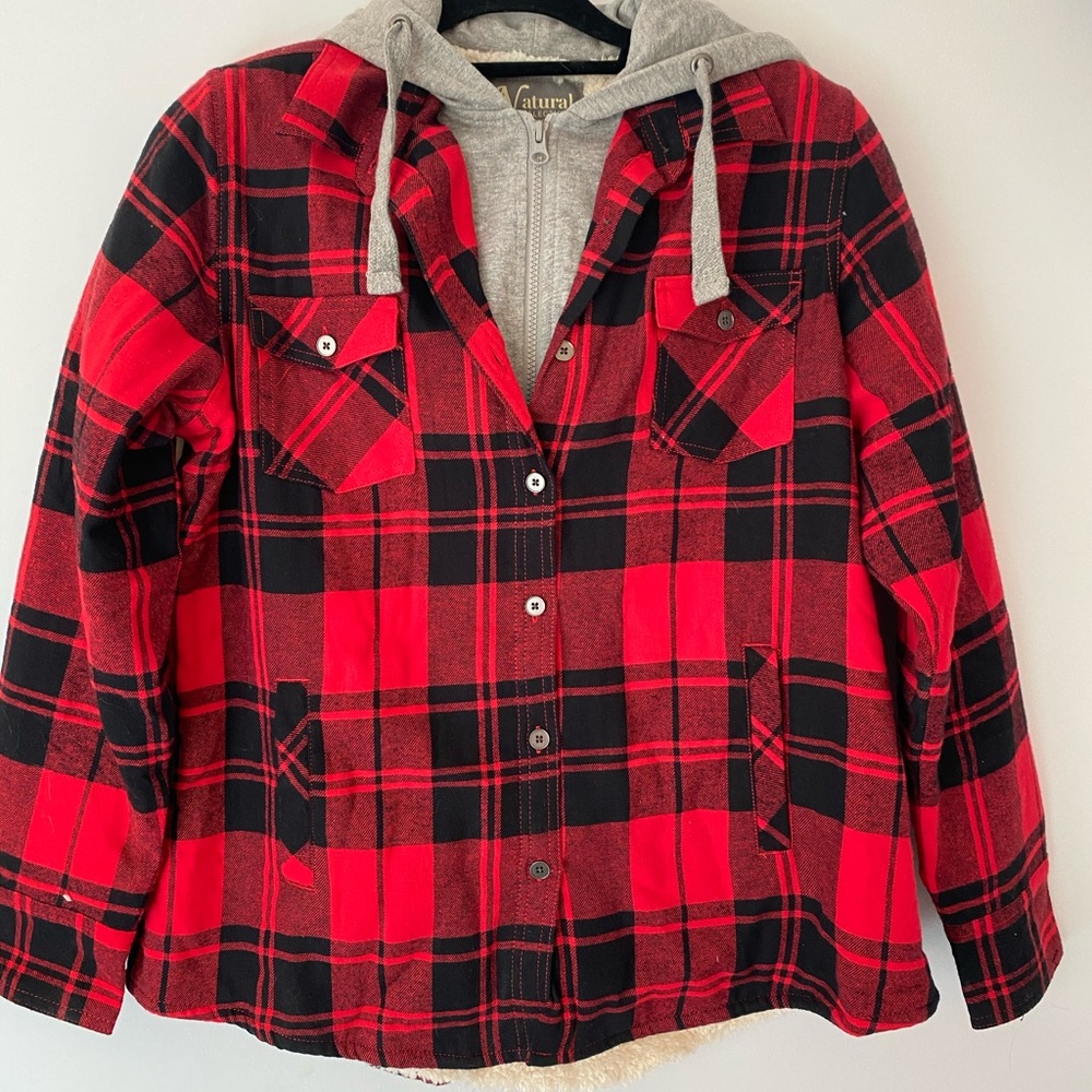 Buffalo Plaid Sherpa Jacket & Hoodie Combo